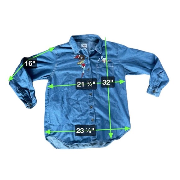 Vintage Women's Christmas ELF & Toys Long Sleeve Denim Jean Shirt Size XL Cotton - Picture 7 of 9